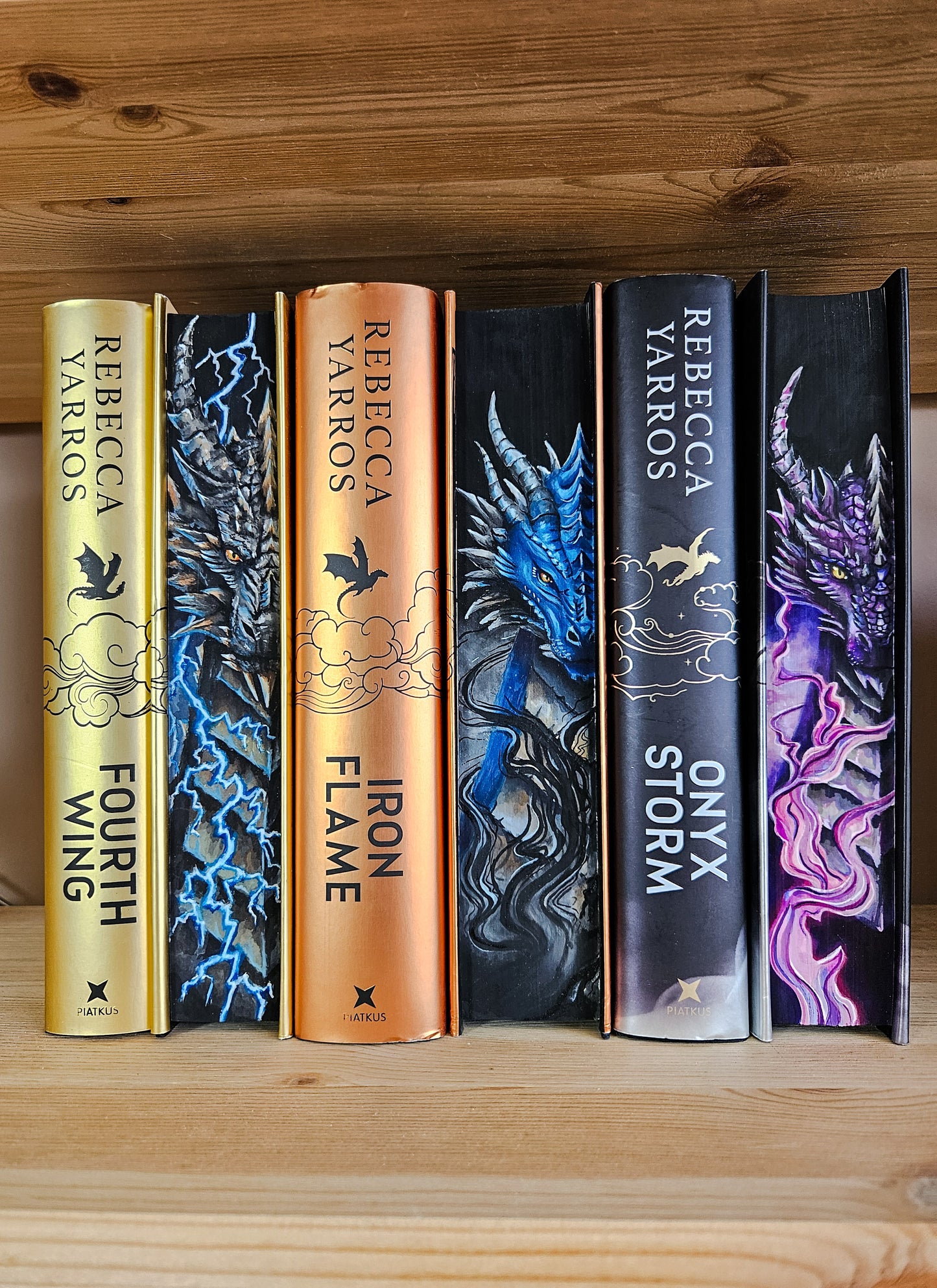 Fourth Wing, Iron Flame and Onyx Storm set by Rebecca Yarros Fore-edge Painting
