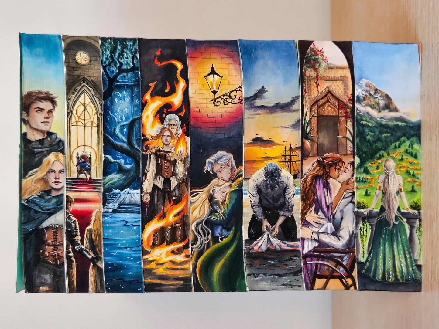 Throne of Glass hand-painted set 3 sides