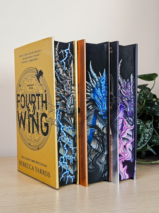 Fourth Wing, Iron Flame and Onyx Storm set by Rebecca Yarros Fore-edge Painting